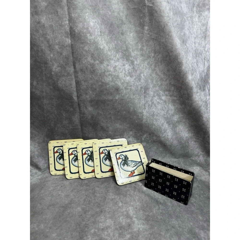 Cottagecore Coasters 5 Goose Cork Back Made USA Country